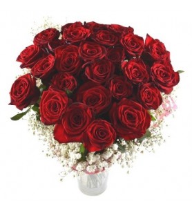 Cam Vazoda 25 Gül (kırmızı)