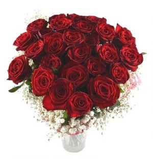 Cam Vazoda 25 Gül (kırmızı)
